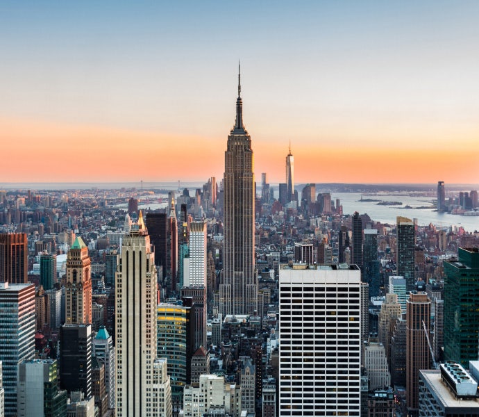 New York City skyline at sunrise